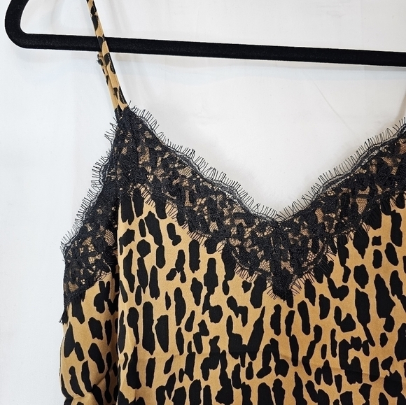 Bp satin lace leopard animal print camisole in size Small black and gold NWT - Picture 2 of 7